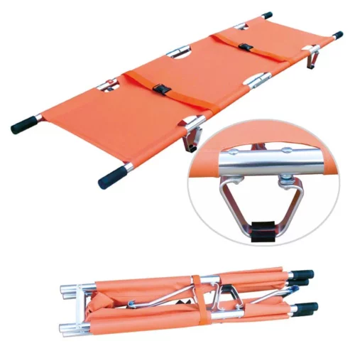 Double Fold Aluminium Pole Stretchers gurney mobile body brace portable bed first aid trolley